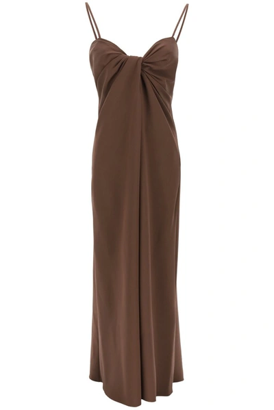 Valentino Long Cady Dress In Brown