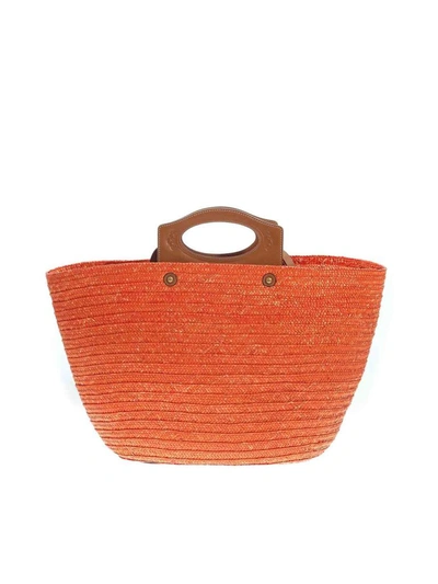 Tod's Large Woven Tote Bag In Orange