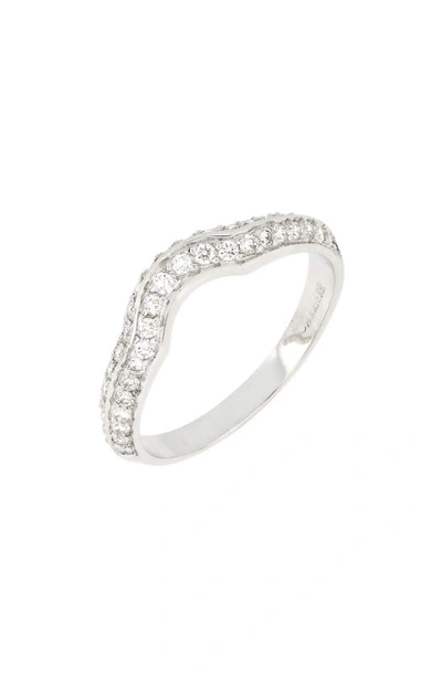 Bony Levy Beveled Curved Pavé Diamond Band In White Gold