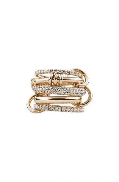 Spinelli Kilcollin Pave Diamond Linked Ring In 18k Gold/micro Pave Dia