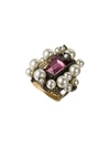 GUCCI GUCCI RING WITH CRYSTAL AND PEARLS