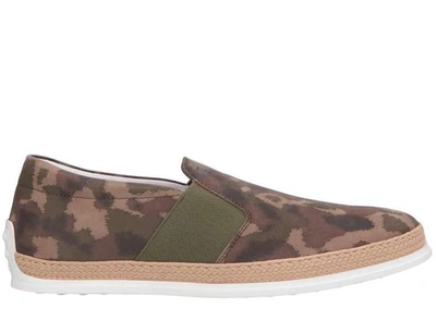 Tod's Camouflage Rafia Slip On In Multiple Colors