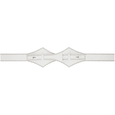 Alaïa White Small Stud Cross Belt In 010 Blanc Optique