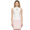 Alexander Wang T White Logo Patch Muscle Tank Top In 104 Snow