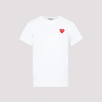 Comme Des Garçons Play Heart Logo Crewneck T In White