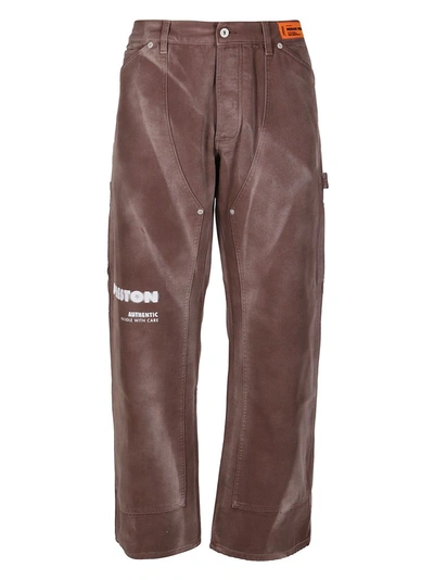 Heron Preston Brown Caterpillar Edition Carpenter Jeans In Brown Yell