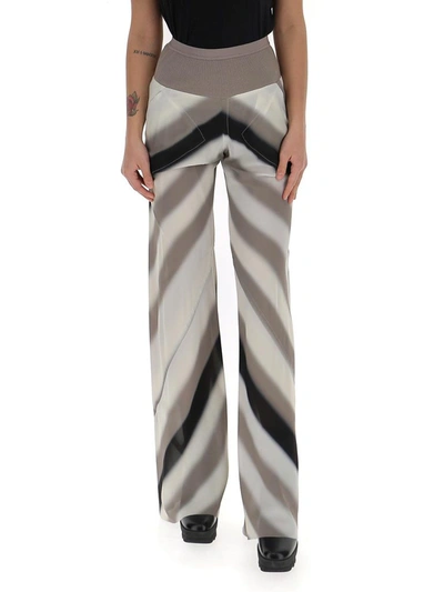 Rick Owens Stripe-print Flared Trousers In Multi