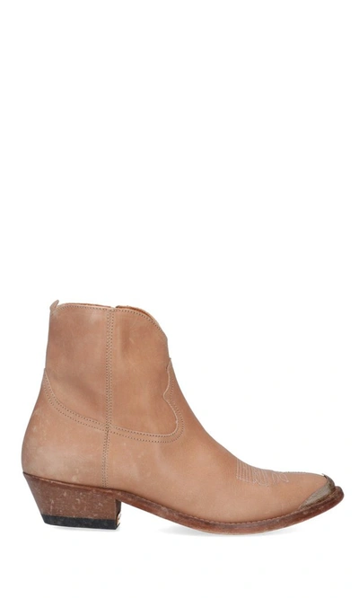 Golden Goose Young Low-heel Ankle Boots In Beige