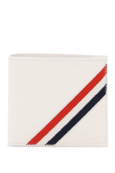 Thom Browne Rwb Stripe Bifold Wallet In White
