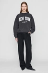 Anine Bing Ramona Sweatshirt University Paris In Washed Black In Black