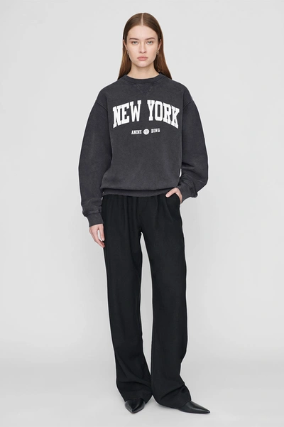 ANINE BING ANINE BING RAMONA SWEATSHIRT UNIVERSITY NEW YORK IN WASHED BLACK,A-08-5055-012D-XS