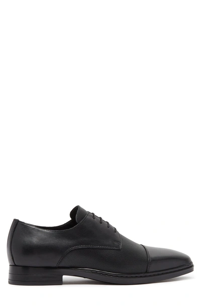 Karl Lagerfeld Paris Leather Cap Toe Derby In Black