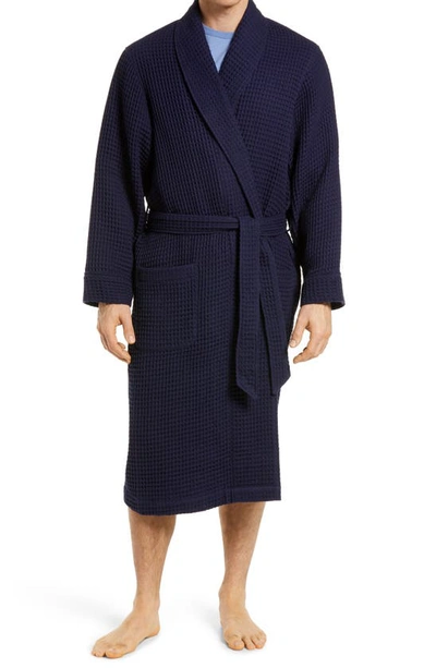 Nordstrom Waffle Knit Cotton Robe In Navy Peacoat