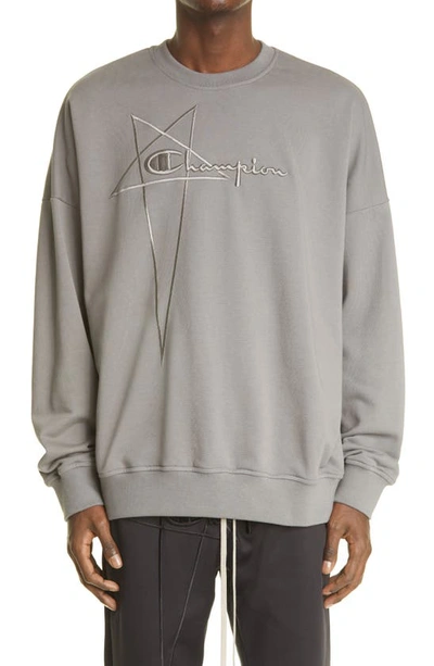 Rick Owens X Champion Logo Embroidered Sweatshirt In 34 Dust