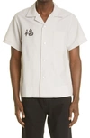 Visvim Sanko Souvenir Wool & Linen Button-up Shirt In Ivory