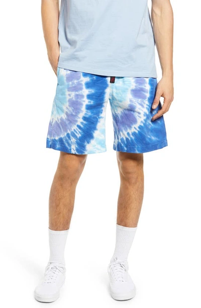 Gramicci Tie Dye Cotton Blend Shorts In Blue Psychedelic