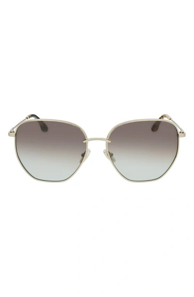 Victoria Beckham 60mm Gradient Sunglasses In Gold/ Grey Brown Aqua