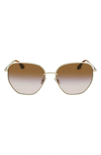Victoria Beckham 60mm Gradient Sunglasses In Gold/ Brown Purple Peach