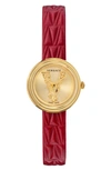 VERSACE VIRTUS MINI LEATHER STRAP WATCH, 28MM,VET300521