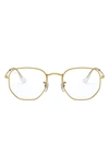 Ray Ban 54mm Optical Glasses In Shiny Gold