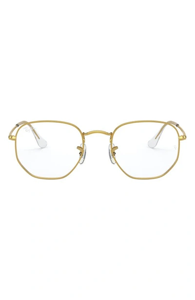 Ray Ban 54mm Optical Glasses In Shiny Gold