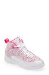 Jordan Kids' 12 Retro Basketball Shoe In White/ Arctic Punch/ Pink