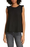 Cinq À Sept Cinq A Sept Lenore Ruffle Trimmed Silk Top In Black