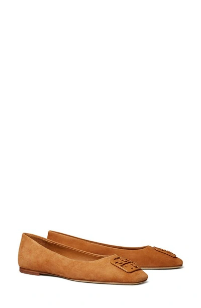 Tory Burch Georgia Square Toe Ballet Flat In Tan