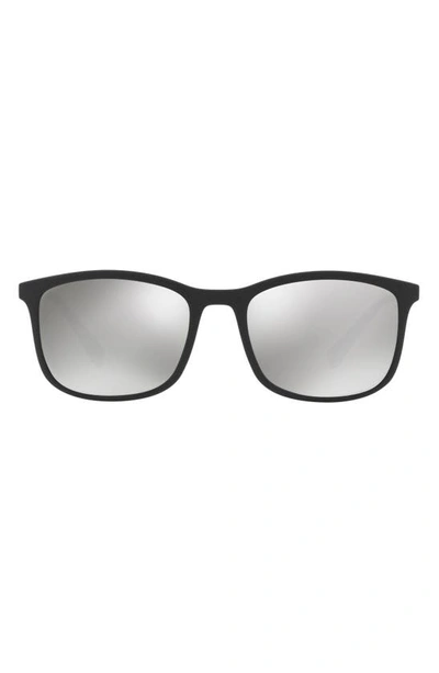 Prada Sport 56mm Mirrored Rectangle Sunglasses In Black