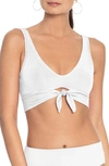 Robin Piccone Ava Knot Front Bikini Top In White