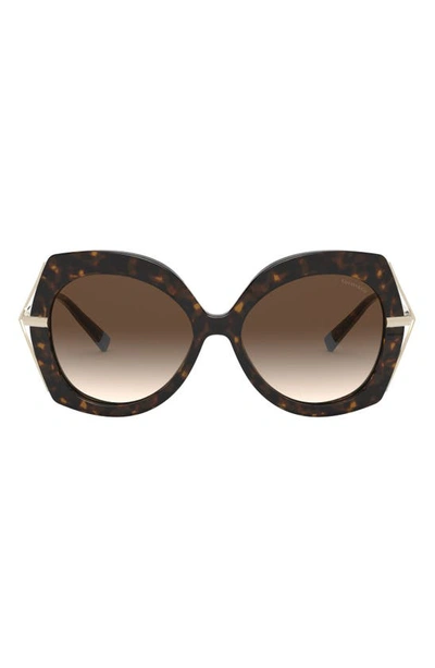 Tiffany & Co 54mm Gradient Butterfly Sunglasses In Dark Havana/ Brown Grad