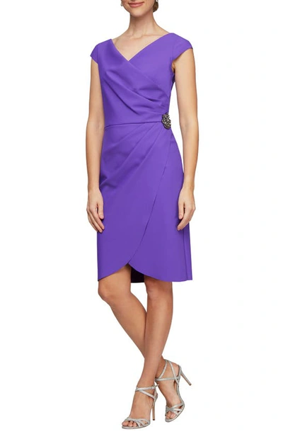 Alex Evenings Ruched Sheath Dress In Bright Purple