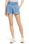 Edwin Isla Pleated Nonstretch Organic Cotton Denim Shorts In Crush