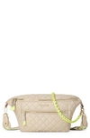 Mz Wallace Crosby Quilted Nylon Sling Bag In Sesame And Neon Yellow