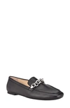 Calvin Klein Elanna Leather Chain Link Loafer In Brown Leather
