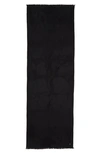 Saint Laurent Monogram Wool Scarf In Nero