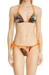 BALMAIN SUNSET PRINT TWO-PIECE SWIMSUIT,BKB900290