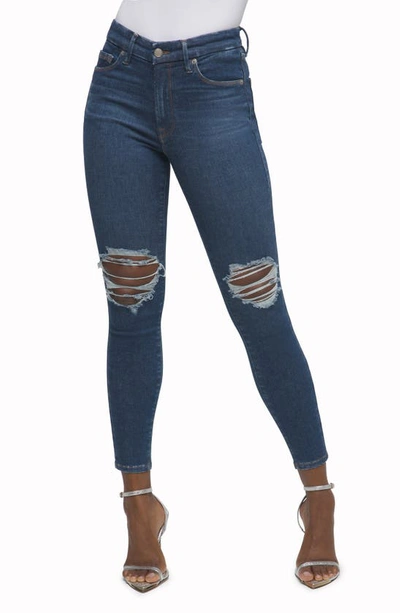 Good American Always Fits Ankle Skinny Jeans In Deep Blue 005