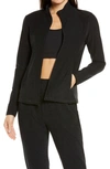 Beyond Yoga On The Go Space Dye Mock Neck Jacket In Darkest Night