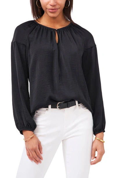 Vince Camuto Keyhole Peasant Blouse In Rich Black