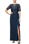 ALEX EVENINGS EMBELLISHED LACE COLUMN GOWN,8160251