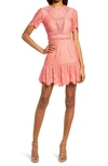 SAYLOR DARIAN CROCHET LACE CUTOUT BACK DRESS,S3122009