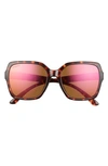 Smith Flare 57mm Sunglasses In Tortoise/ Rose Gold Mirror