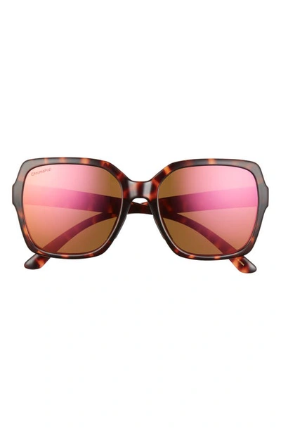 Smith Flare 57mm Sunglasses In Tortoise/ Rose Gold Mirror