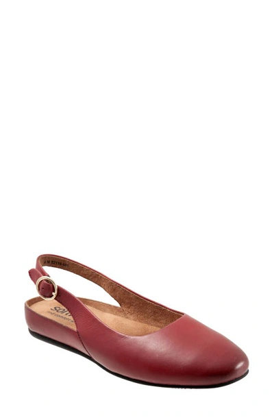 Softwalkr Sandy Slingback Flat Sandal In Dark Red Leather