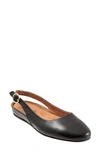 Softwalkr Sandy Slingback Flat Sandal In Black Nappa Leather