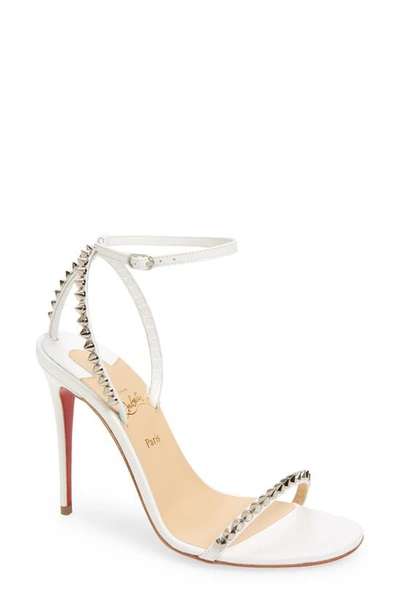 Christian Louboutin So Me 70 Studded Leather Sandals In Bianco