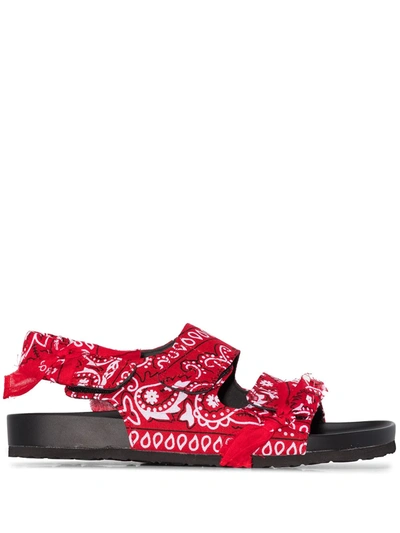 Arizona Love Bandana-print Flat Sandals In Red