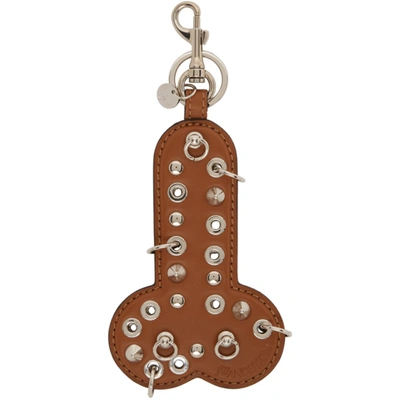 Jw Anderson J.w. Anderson Leather Keychain With Studs In Brown