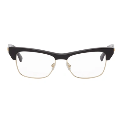 Bottega Veneta Black & Silver Cat-eye Glasses In 001 Black
